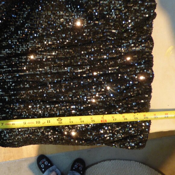 ENDLESS ROSE GOTH WEDDING HOLIDAY PARTY BLACK SILVER CROP SEQUIN BLOUSE TOP L - Picture 12 of 12